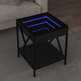 Coffee table with LED Infinity black 40x40x49 cm