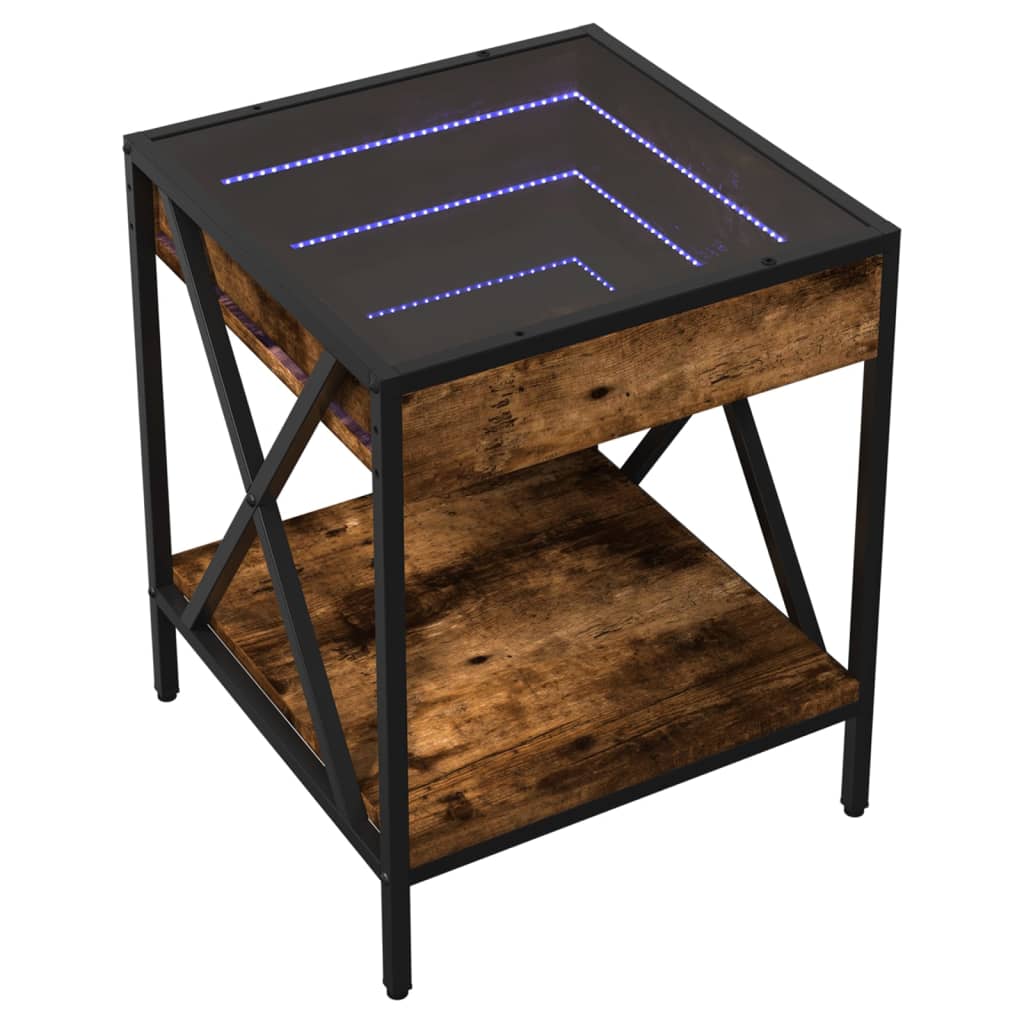 Infinity smoked oak coffee table with LED 40x40x49 cm