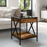 Infinity smoked oak coffee table with LED 40x40x49 cm