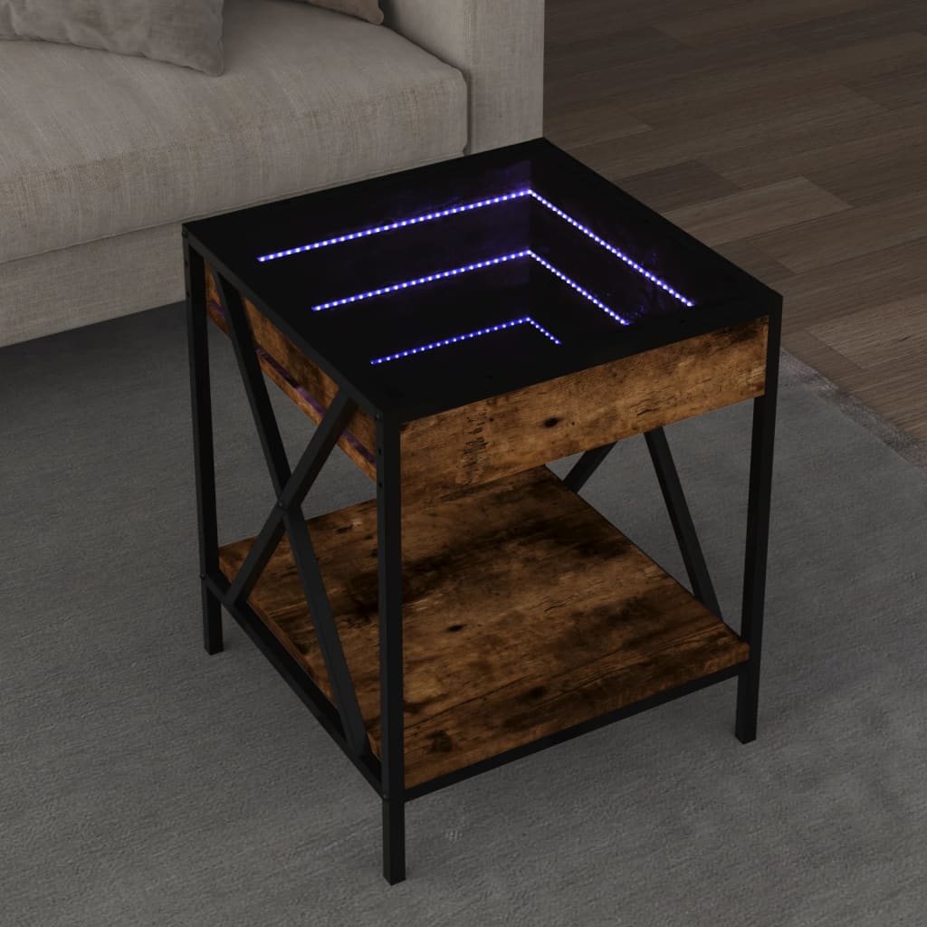 Infinity smoked oak coffee table with LED 40x40x49 cm