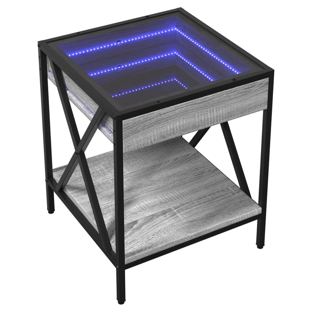 Table basse avec LED Infinity sonoma gris 40x40x49 cm