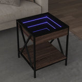 Table basse avec LED Infinity chêne marron 40x40x49 cm