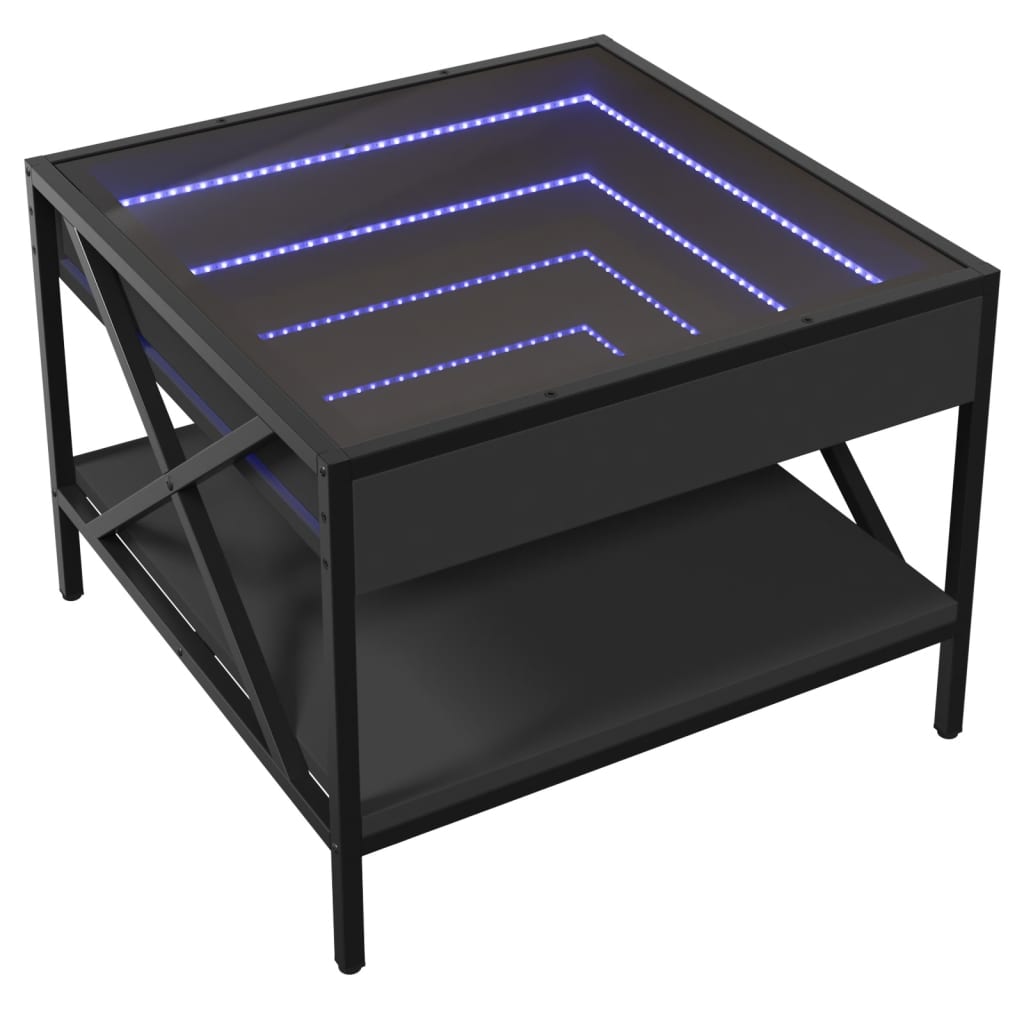 Table basse avec LED infini noir 50x50x38 cm