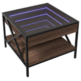 Coffee table with LED Infinity brown oak 50x50x38 cm