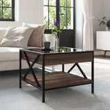 Coffee table with LED Infinity brown oak 50x50x38 cm