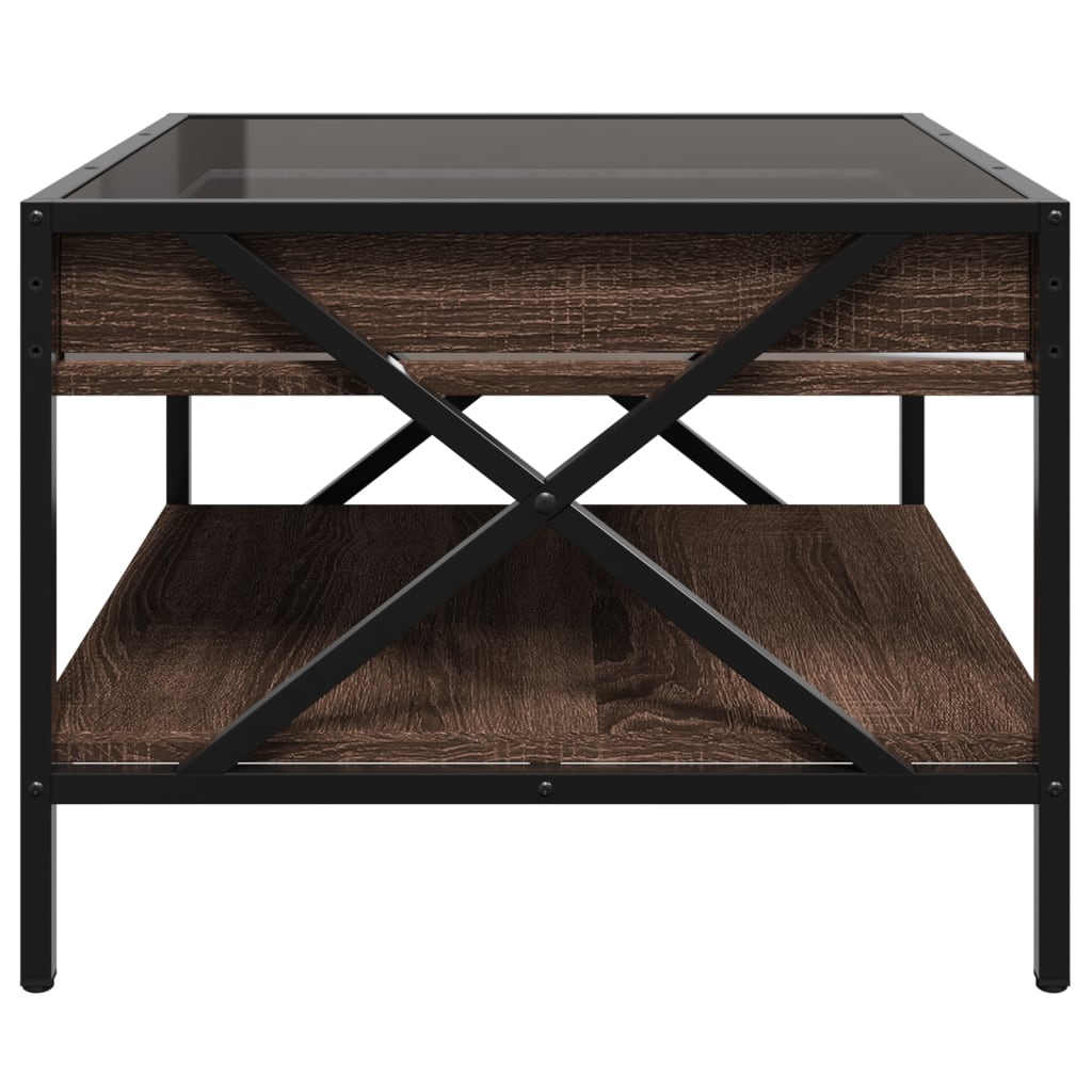 Coffee table with LED Infinity brown oak 50x50x38 cm