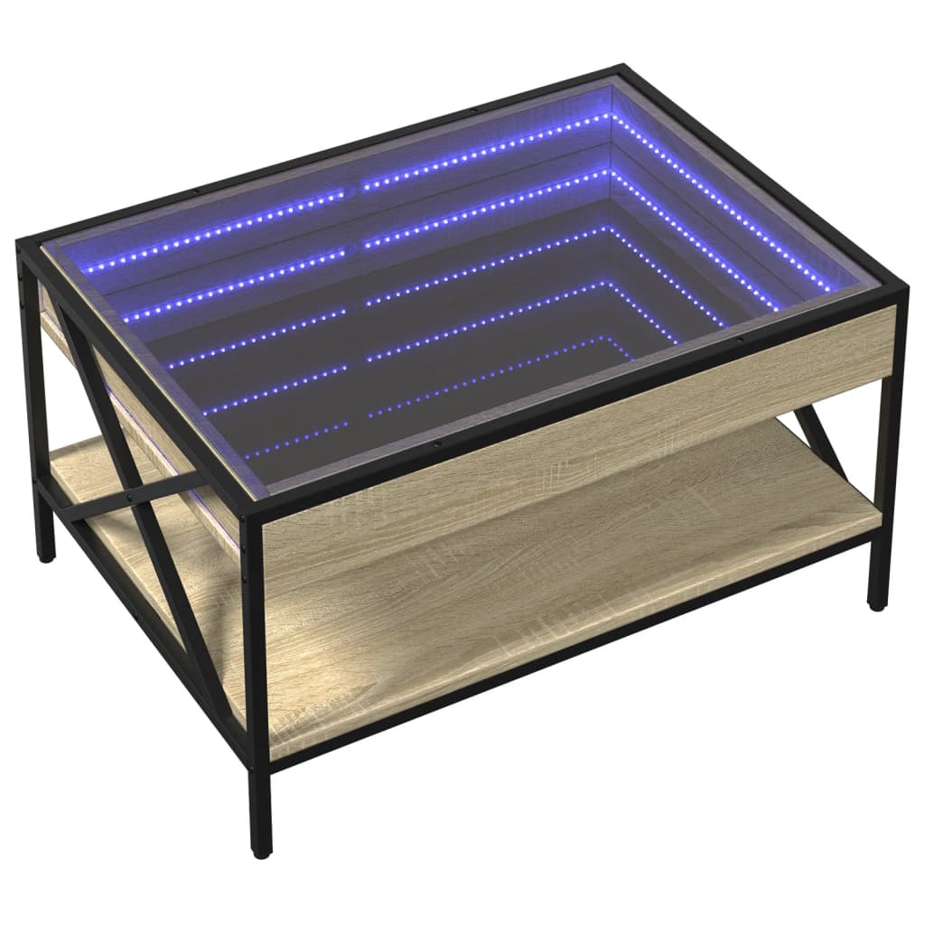 Table basse avec LED infini chêne sonoma 70x50x38 cm