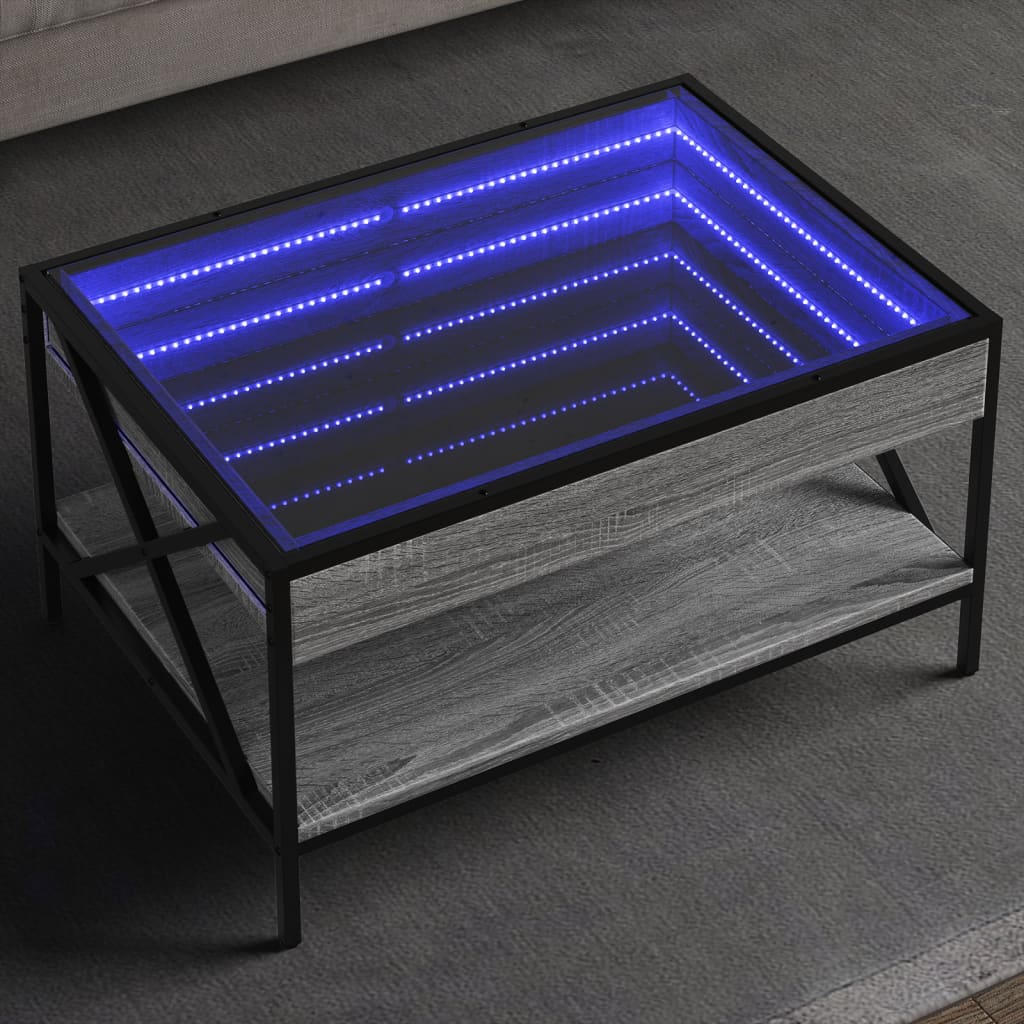 Table basse avec LED infini sonoma gris 70x50x38 cm