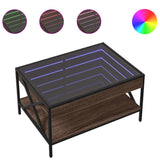 Table basse avec LED infini chêne marron 70x50x38 cm