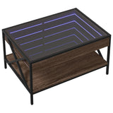 Table basse avec LED infini chêne marron 70x50x38 cm