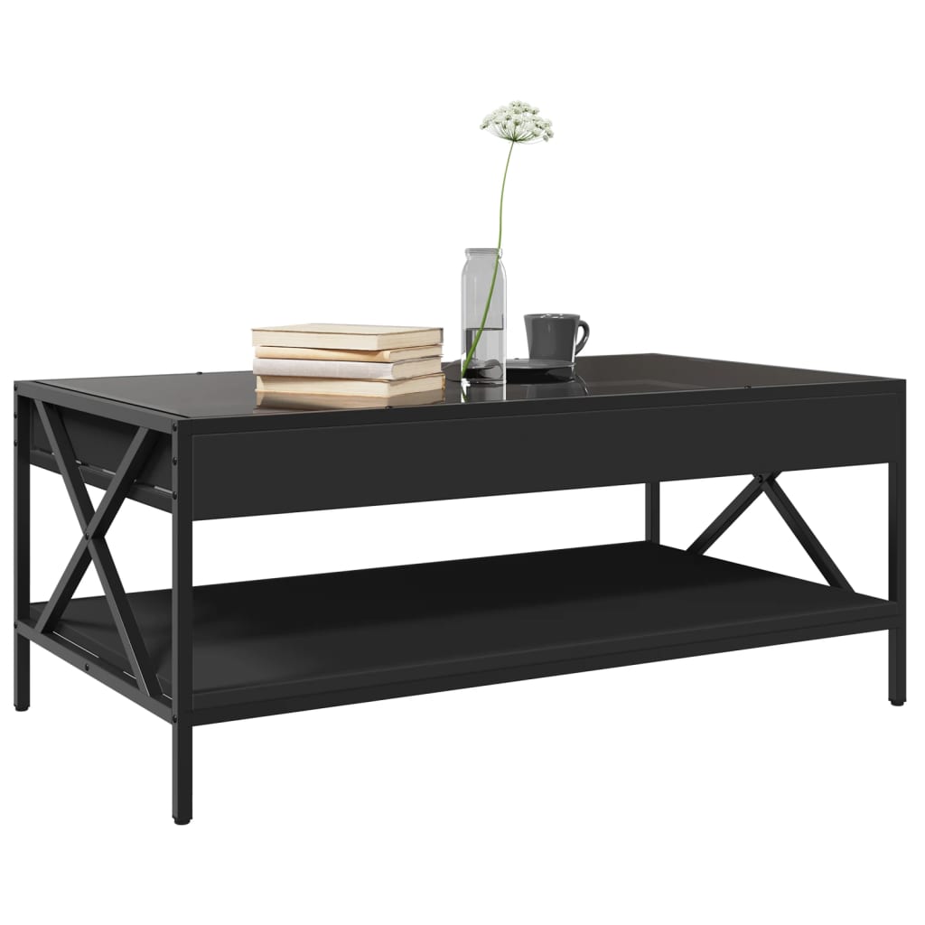 Table basse avec LED infini noir 90x50x38 cm