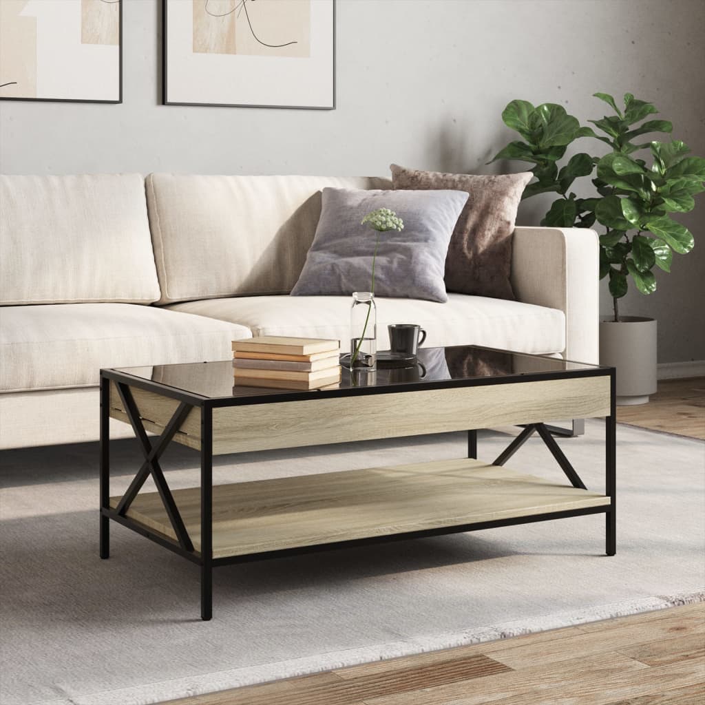 Coffee table with infinite LED sonoma oak 90x50x38 cm