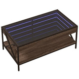 Table basse avec LED Infinity chêne marron 90x50x38 cm