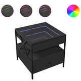 Table basse avec LED Infinity noir 50x50x51 cm