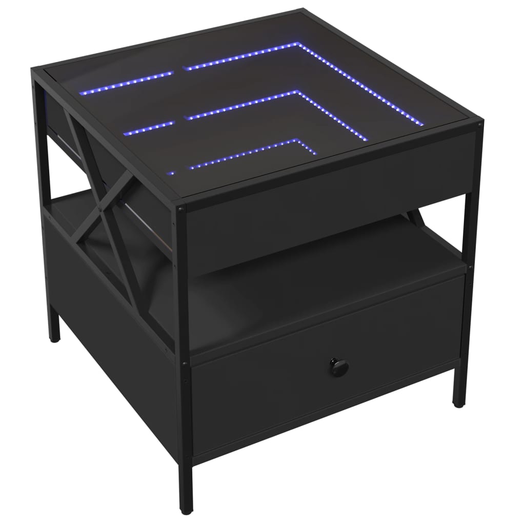 Table basse avec LED Infinity noir 50x50x51 cm