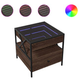 Coffee table with LED Infinity oak brown 50x50x51 cm