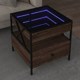 Coffee table with LED Infinity oak brown 50x50x51 cm