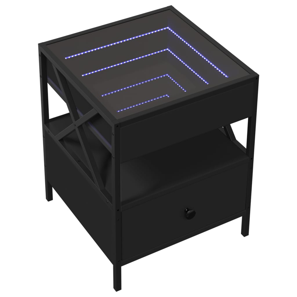 Coffee table with LED Infinity black 40x40x51 cm