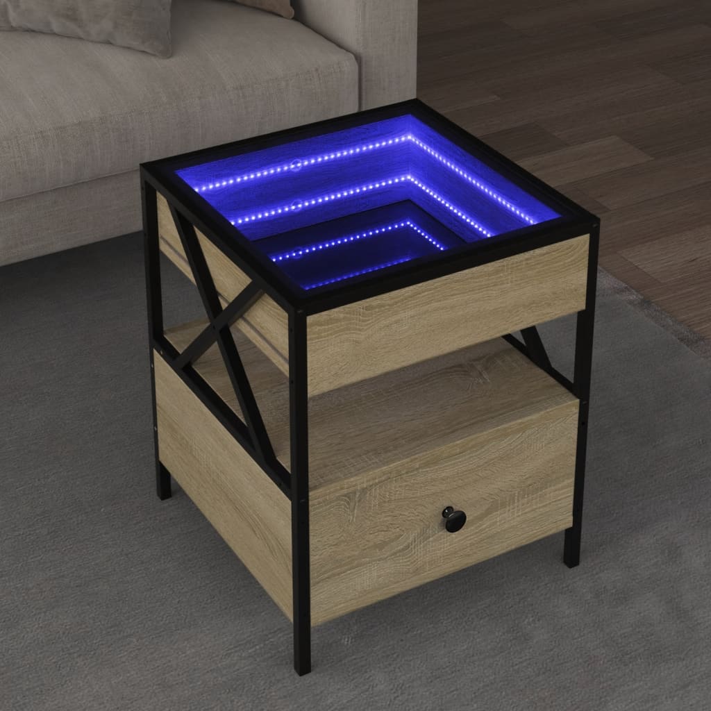 Table basse avec LED Infinity chêne sonoma 40x40x51 cm