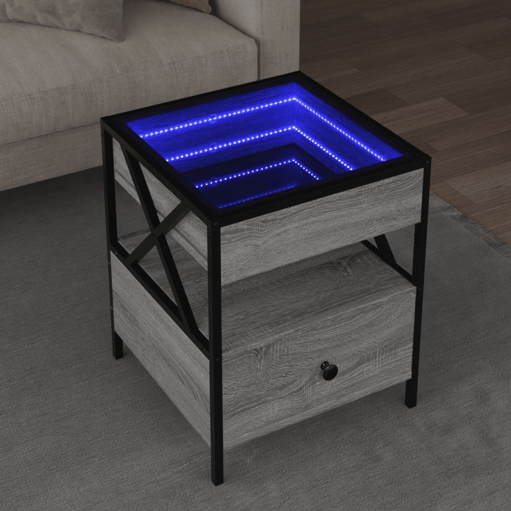 Couchtisch mit LED Infinity Sonomagrau 40x40x51 cm