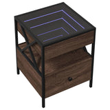 Couchtisch mit LED Infinity braune Eiche 40x40x51 cm