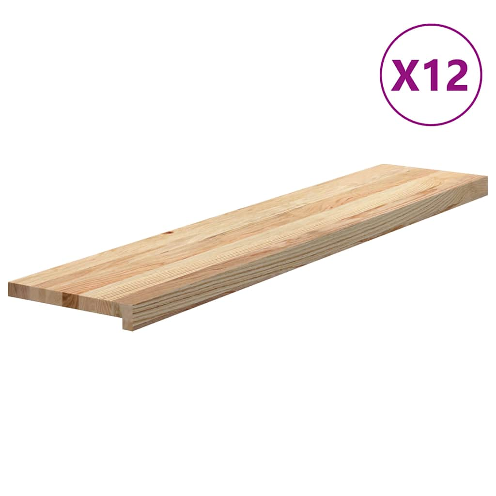 Marches d'escalier 12 pcs non traité bois chêne massif