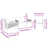 Ensemble de meubles de balcon avec coussins 3 pcs noir acier