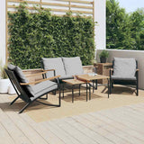 Ensemble de meubles de balcon avec coussins 5 pcs noir acier