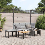 Ensemble de banc de jardin avec coussins 4 pcs noir