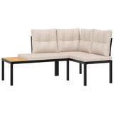 Ensemble de banc de jardin avec coussins 3 pcs noir