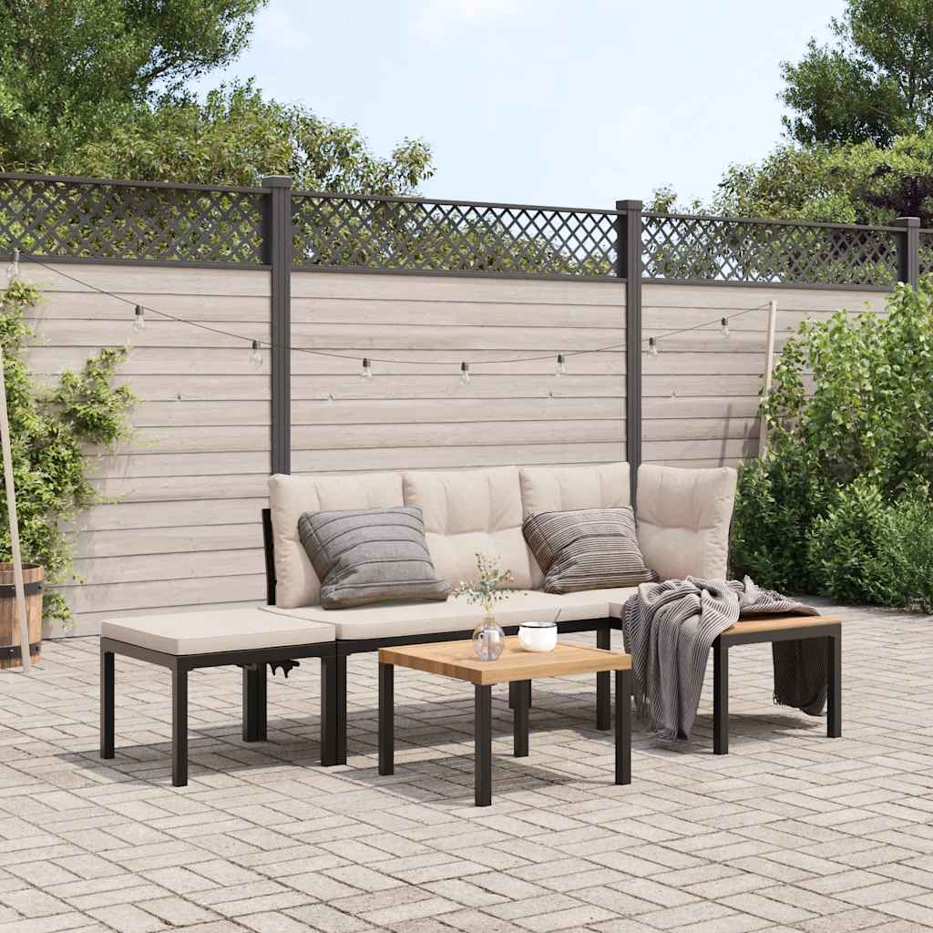 Ensemble de banc de jardin avec coussins 3 pcs noir