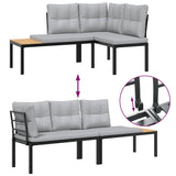 Ensemble de banc de jardin avec coussins 5 pcs noir