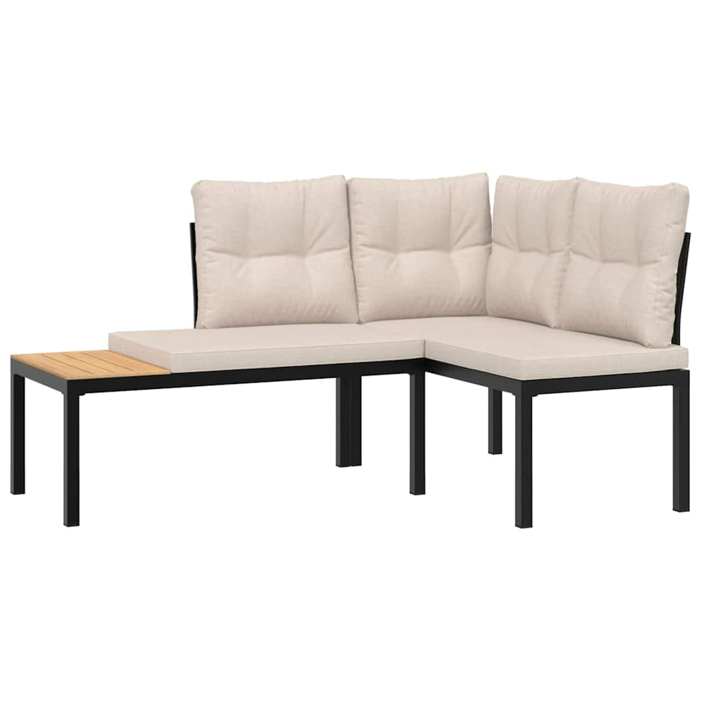 Ensemble de banc de jardin avec coussins 4 pcs noir