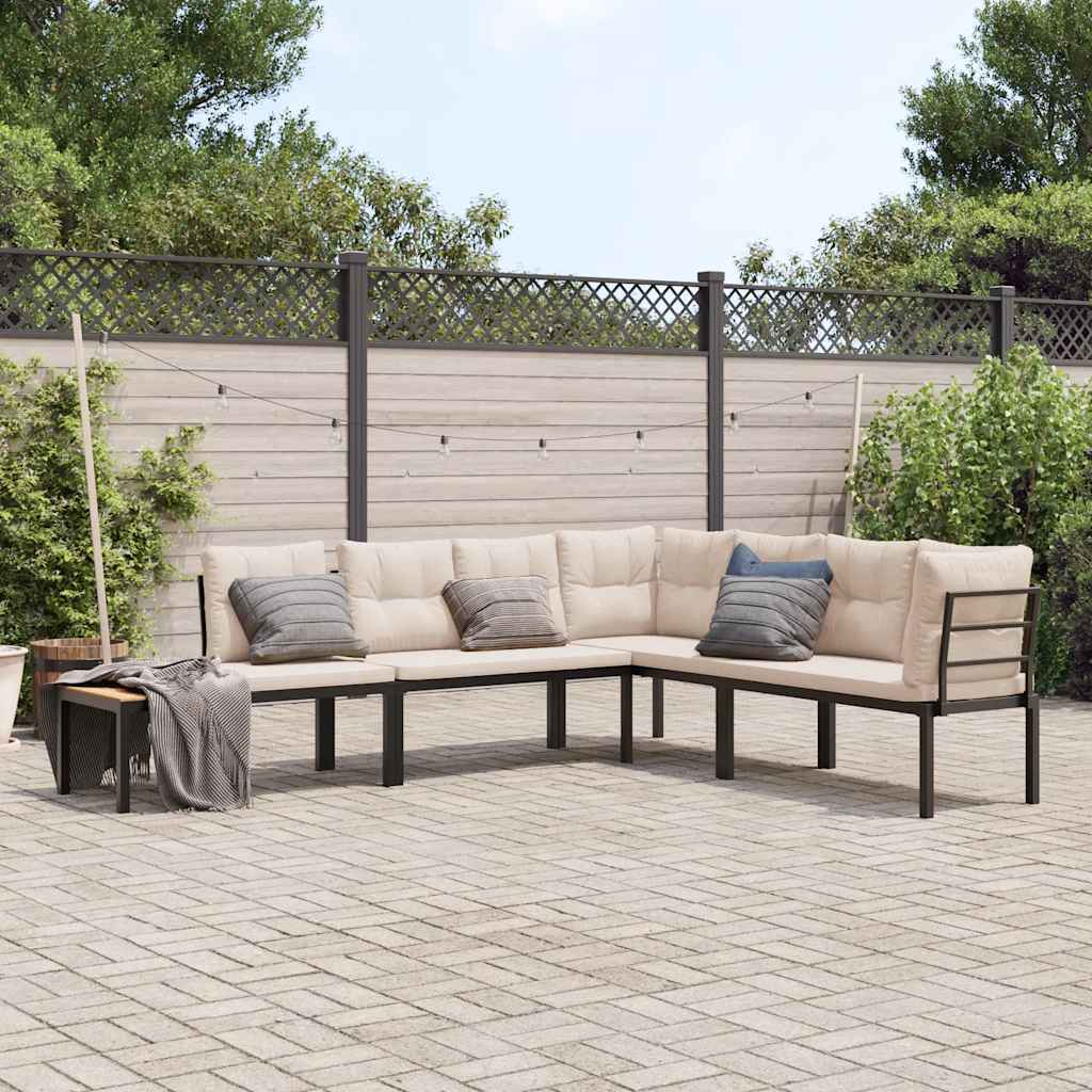 Ensemble de banc de jardin avec coussins 4 pcs noir