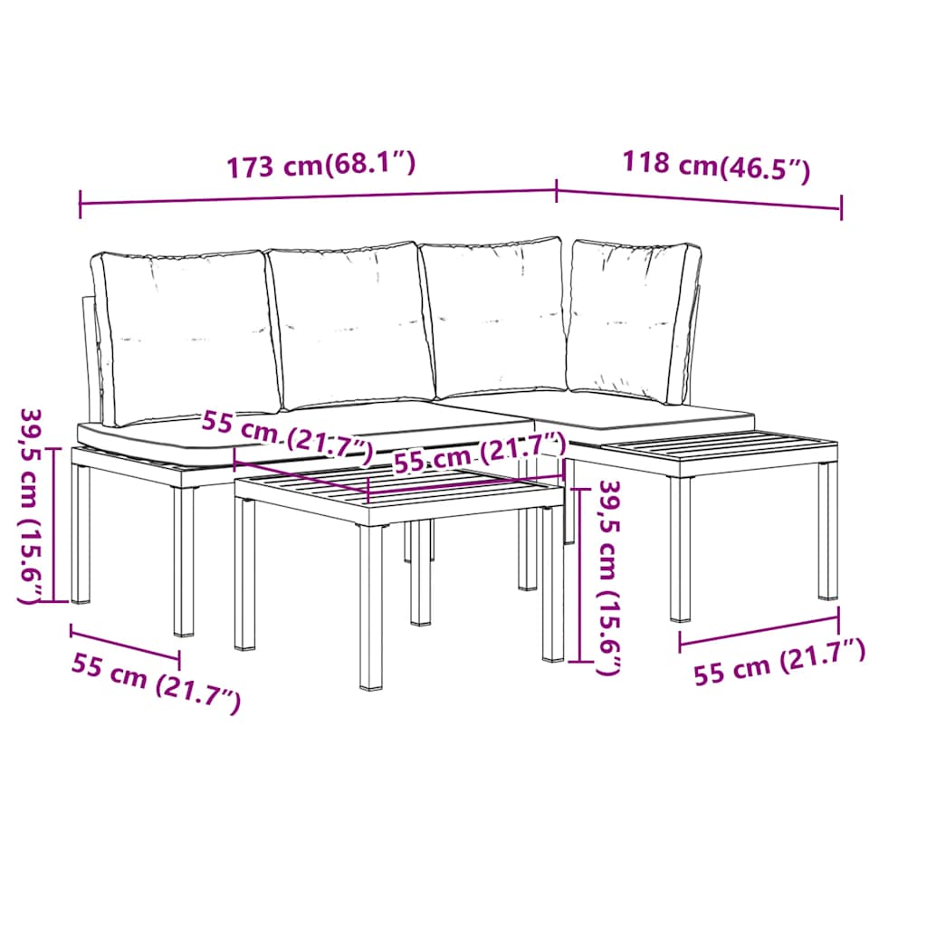 Ensemble de banc de jardin avec coussins 3 pcs noir