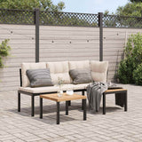 Ensemble de banc de jardin avec coussins 3 pcs noir