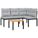 Ensemble de banc de jardin avec coussins 3 pcs noir