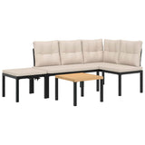 Ensemble de banc de jardin avec coussins 4 pcs noir