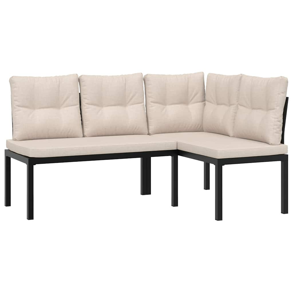 Ensemble de banc de jardin avec coussins 4 pcs noir