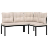 Ensemble de banc de jardin avec coussins 4 pcs noir