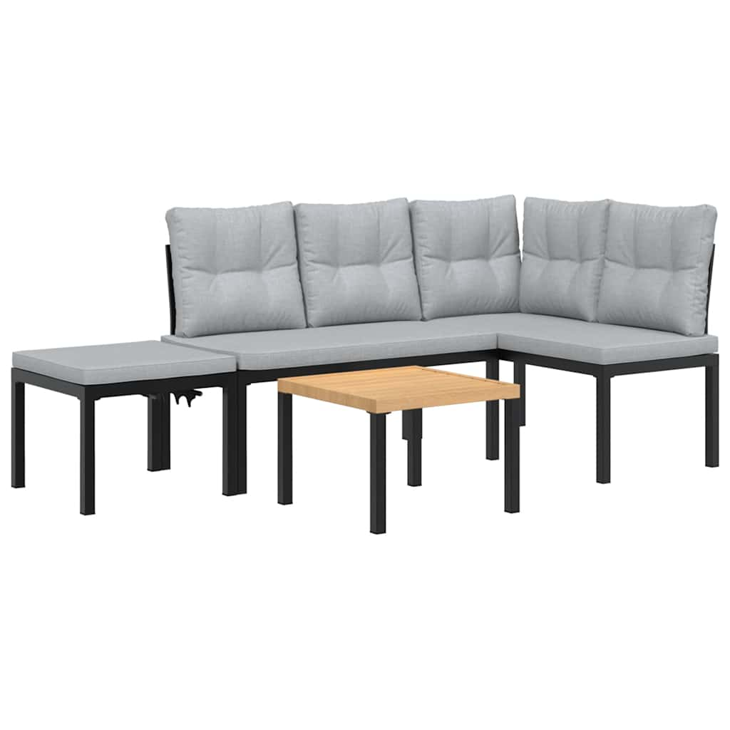 Ensemble de banc de jardin avec coussins 4 pcs noir