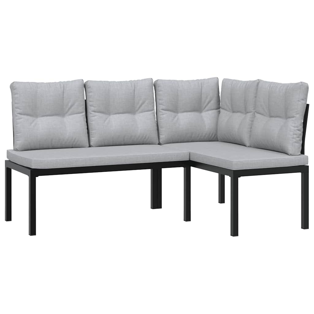 Ensemble de banc de jardin avec coussins 4 pcs noir