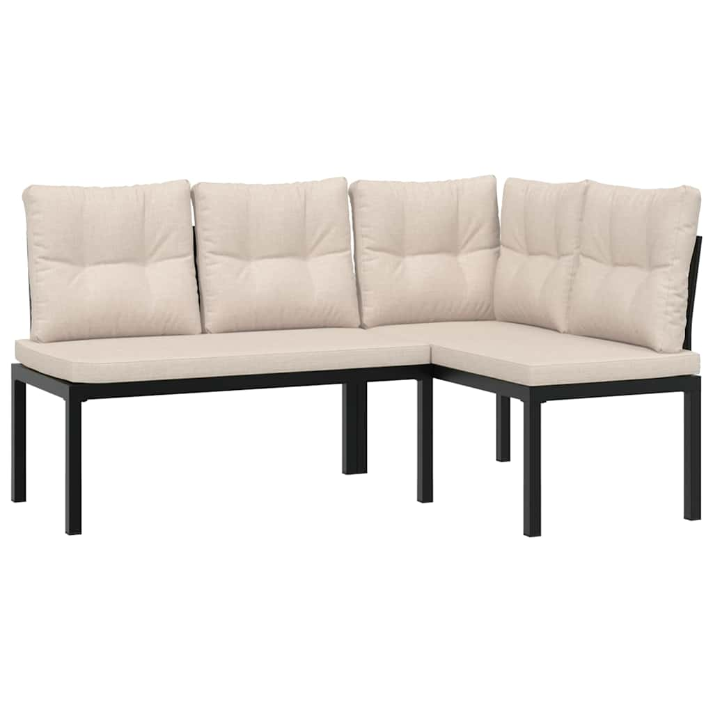 Ensemble de banc de jardin avec coussins 3 pcs noir