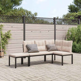 Ensemble de banc de jardin avec coussins 3 pcs noir