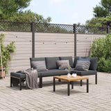 Salon de jardin 4 pcs avec coussins noir aluminium