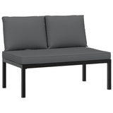 Salon de jardin 3 pcs avec coussins noir aluminium