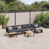 Salon de jardin 5 pcs avec coussins noir aluminium