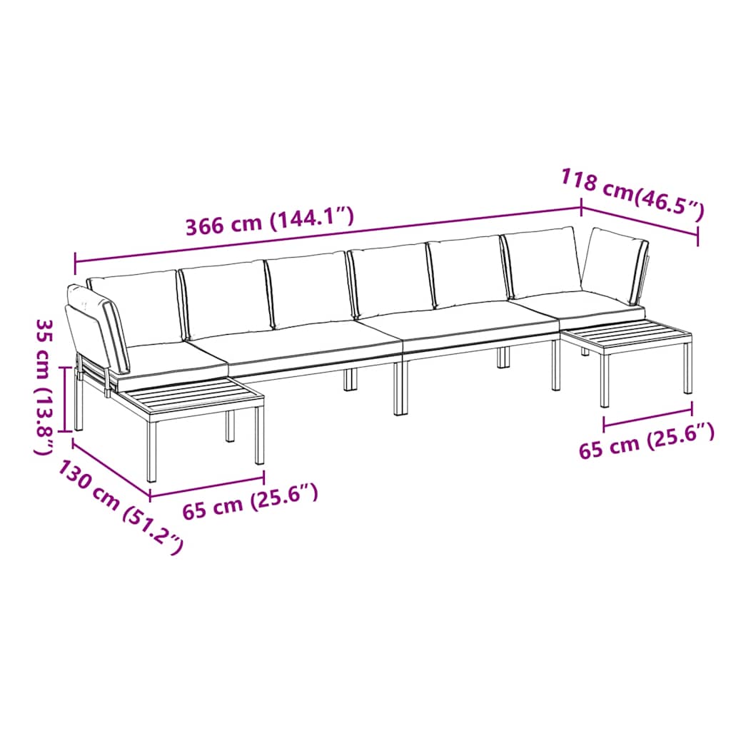 Salon de jardin 4 pcs avec coussins noir aluminium