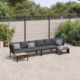 Salon de jardin 4 pcs avec coussins noir aluminium