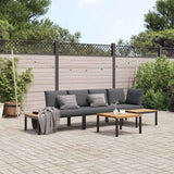 Salon de jardin 4 pcs avec coussins noir aluminium